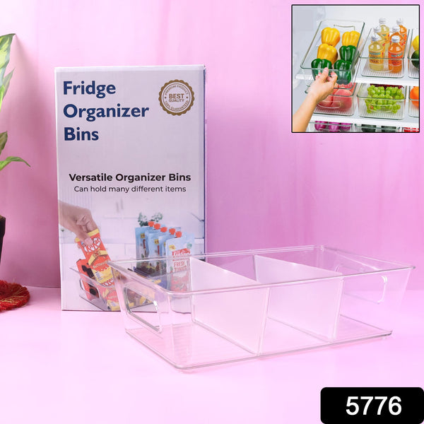 Plastic Refrigerator Organizer Bins, 1 Stackable Fridge Organizers with Handle, Clear Organizing Food Fruit Vegetables Pantry Storage Bins for Freezer kitchen Cabinet Organization and Storage (1 Pc Mix Color)