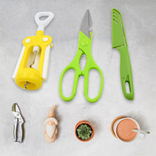 Multifunction Kitchen Tool Set – Stainless Steel & Plastic Knife and Scissors