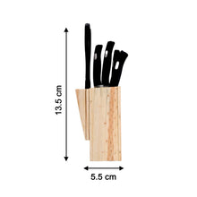 Kitchen Knife Set with Wooden Block and Scissors (5 pcs, Black)